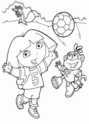 Dora and Boots play ball