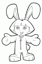 Dora dressed as a bunny
