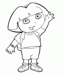 Dora the Explorer greeted with her hand