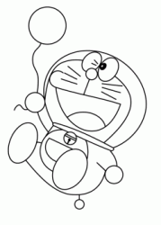 Doraemon plays with a balloon