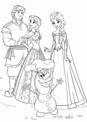 Elsa Anna Kristoff and Olaf happy together