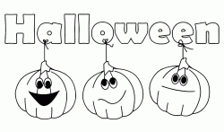 Halloween banner with three pumpkins attached