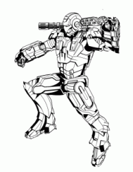 The Iron Man armor enhanced with machine gun and missiles