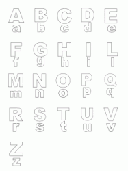 Capital letters and lowercase letters from A to Z