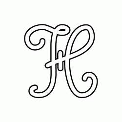 Cursive uppercase letter H