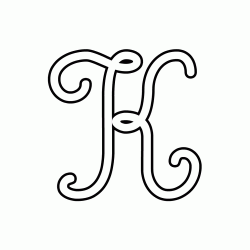 Cursive uppercase letter K