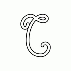 Cursive uppercase letter T