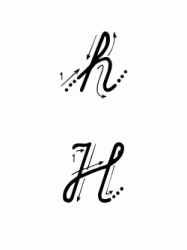 H letter with directions moving italic lowercase and uppercase