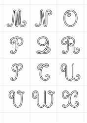 Italics uppercase letters from M to X