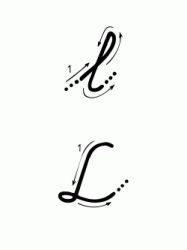L letter with directions moving italic lowercase and uppercase