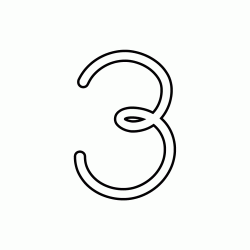 Number 3 (three) cursive