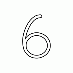 Number 6 (six) cursive