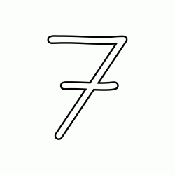 Number 7 (seven) cursive