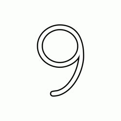 Number 9 (nine) cursive