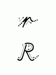 R letter with directions moving italic lowercase and uppercase
