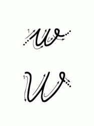 W letter with directions moving italic lowercase and uppercase
