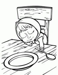 Masha is sleeping in front of the empty dish