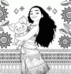 The Moana princess with Pua the pig Vietnamese