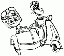 Mr Peabody and Sherman together on the sidecar