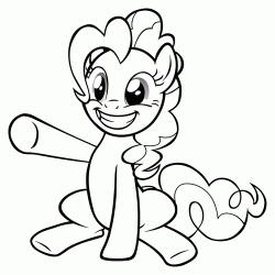 Pinkie Pie raises a paw and smiles