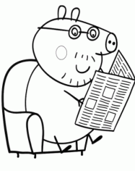 Daddy Pig reads the newspaper