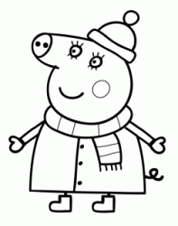 Mummy Pig put scarf and cap