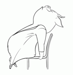 Rosita the pig performs with the chair