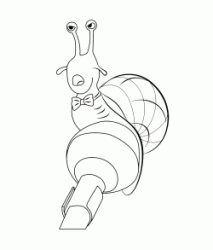 The nice snail singing at microphone