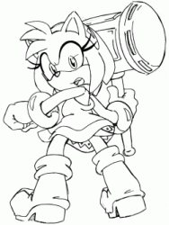 Amy Rose holds her huge hammer