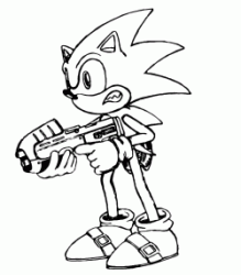 Sonic with laser in hand