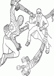 Spiderman grabbed by Doctor Octopus