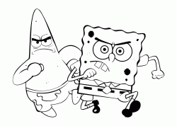 SpongeBob and Patrick Star advancing very angry