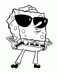 SpongeBob dressed as a policeman with sunglasses