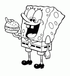 SpongeBob is eating a sandwich