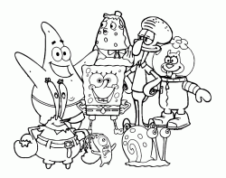 SpongeBob Patrick Gary Sandy Squidward Mrs Puff Mr Krabs e Plankton