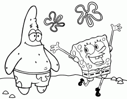 SpongeBob plays happy with his best friend Patrick Star