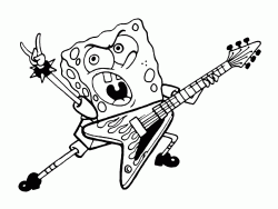 SpongeBob plays the electric guitar like a real rock musician