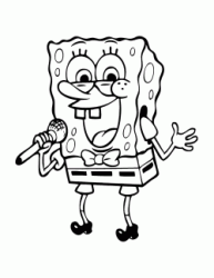 SpongeBob singing with microphone