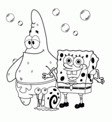 SpongeBob with the snail Gary and the starfish Patrick Star