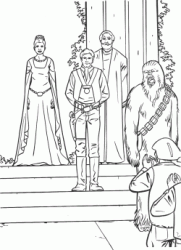 Han Solo and Chewbacca at the awards ceremony along with Princess Leia