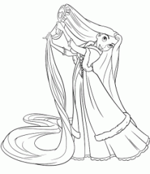 Rapunzel combing her long hair