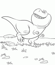 Nash the tyrannosaurus walks in the prairie