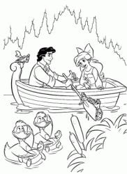 Ariel and prince Eric take a boat trip