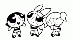 Bubbles laughs while the other Powerpuff Girls look up