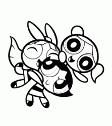 The Powerpuff Girls hug each other