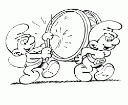 The Smurfs play the drum