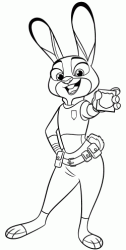 Judy Hopps the rabbit cop exhibits the distinctive